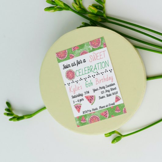 Watermelon Birthday Invitation Kaart