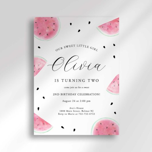 Watermelon Birthday Invitation Kaart