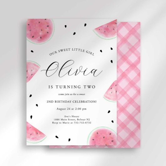 Watermelon Birthday Invitation Kaart