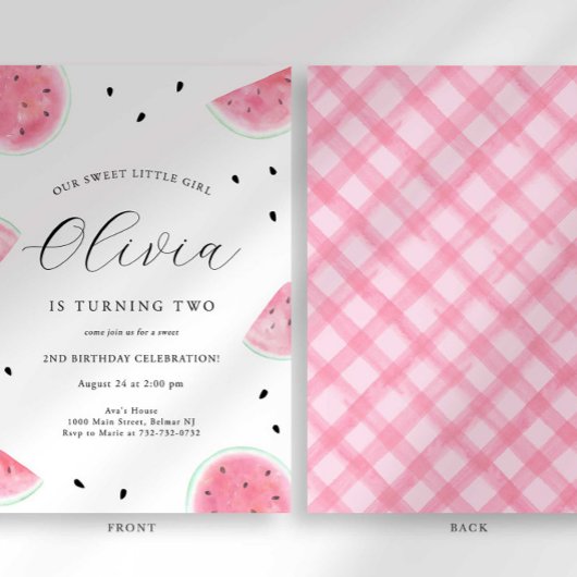 Watermelon Birthday Invitation Kaart