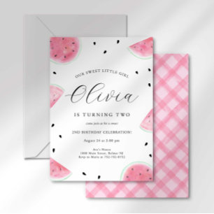 Watermelon Birthday Invitation Kaart