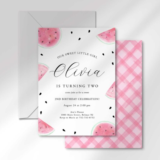 Watermelon Birthday Invitation Kaart