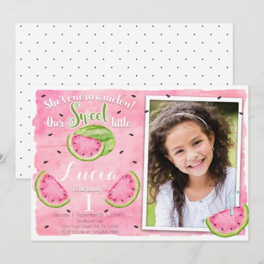 Watermelon Birthday Invitation Kaart (Voorkant / Achterkant)
