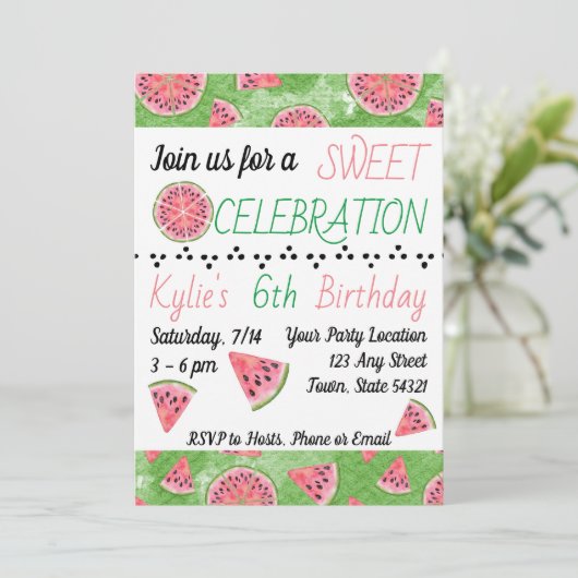 Watermelon Birthday Invitation Kaart (Staand voorkant)