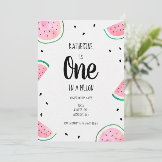 Watermelon Birthday Invitation Kaart (Staand voorkant)