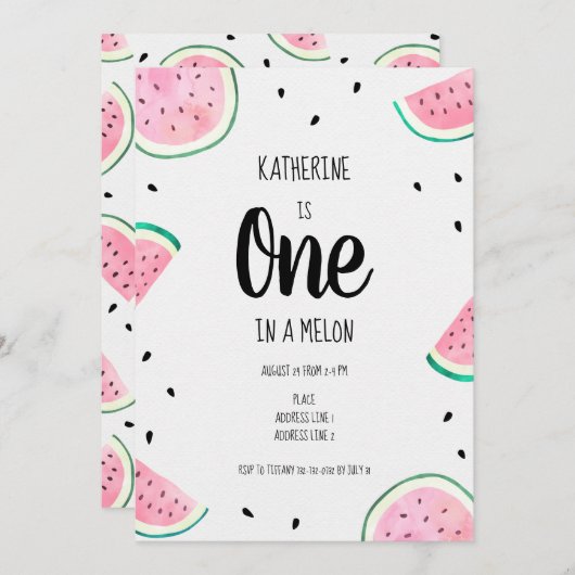 Watermelon Birthday Invitation Kaart (Voorkant / Achterkant)