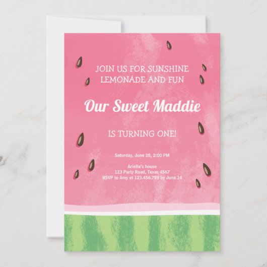 Watermelon Birthday Invitation Melon Kaart (Voorkant)