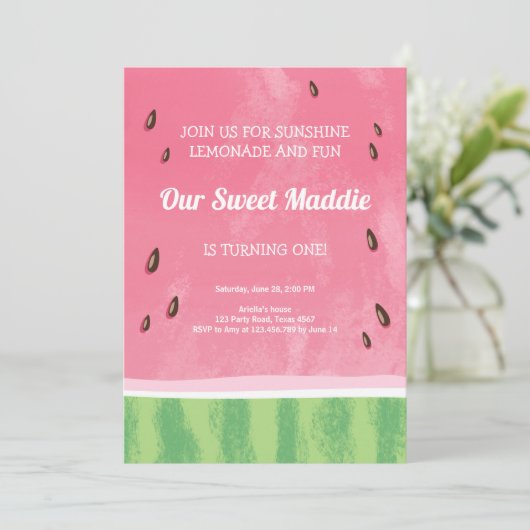 Watermelon Birthday Invitation Melon Kaart (Staand voorkant)