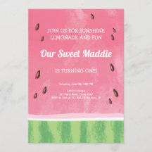 Watermelon Birthday Invitation Melon