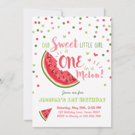 Watermelon Birthday Invitation Melon Summer Party Kaart (Voorkant)