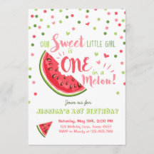 Watermelon Birthday Invitation Melon Summer Party