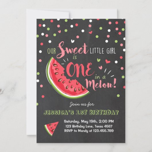 Watermelon Birthday Invitation Melon Summer Party Kaart (Voorkant)