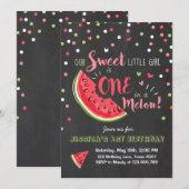 Watermelon Birthday Invitation Melon Summer Party Kaart (Voorkant / Achterkant)