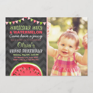 Watermelon Birthday Invitation Sun Summer Party Kaart