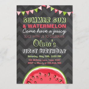 Watermelon Birthday Invitation Sun Summer Party Kaart
