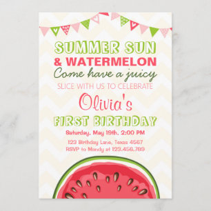 Watermelon Birthday Invitation Sun Summer Party Kaart