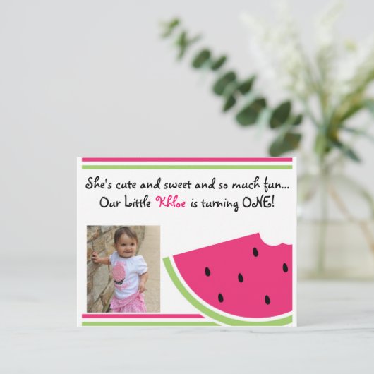 Watermelon Birthday Invite Kaart (Staand voorkant)