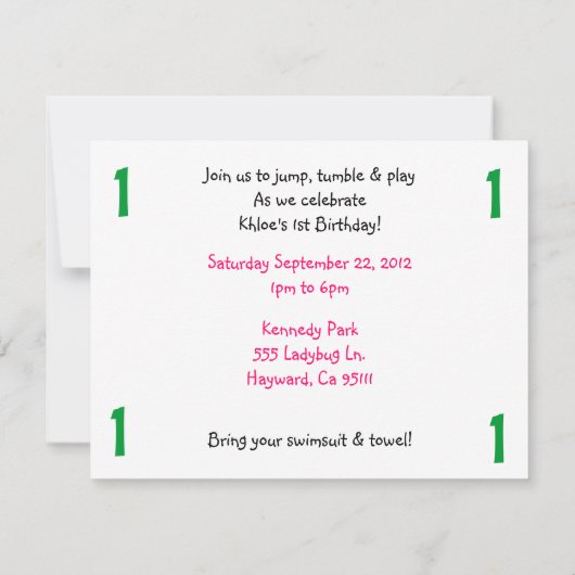 Watermelon Birthday Invite Kaart (Achterkant)