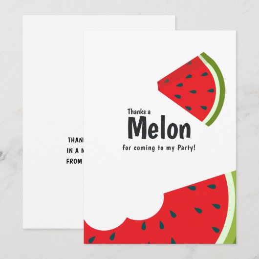 Watermelon Birthday Party Bedankkaart (Voorkant / Achterkant)