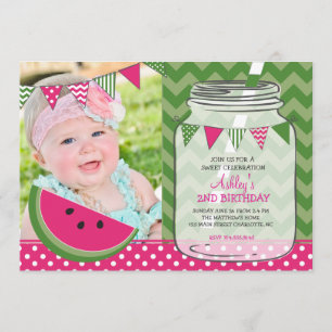 Watermelon Birthday Party Invitation Kaart
