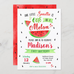 Watermelon Birthday Party Invitation Kaart