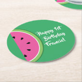 Watermelon Birthday Party Ronde Kartonnen Onderzetter (Gebogen)