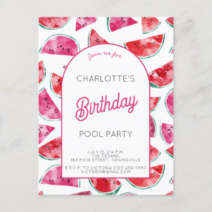 Watermelon Birthday Pool Party Briefkaart