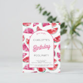 Watermelon Birthday Pool Party Briefkaart (Staand voorkant)