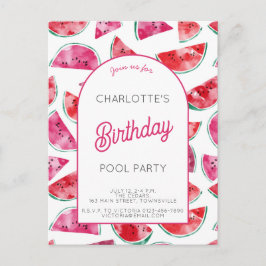 Watermelon Birthday Pool Party Briefkaart