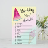 Watermelon Birthday Word Scramble Game (Staand voorkant)