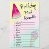 Watermelon Birthday Word Scramble Game (Voorkant)