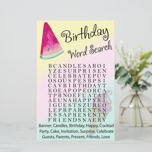 Watermelon Birthday word search game (Staand voorkant)