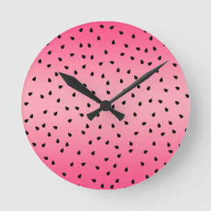 Watermelon Black Seeds Summer Vibes Juicy Pink Ronde Klok