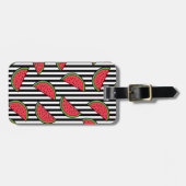 Watermelon Black & White Stripes Pattern Bagagelabel (Voorkant horizontaal)