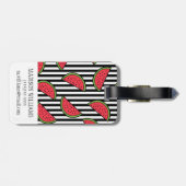 Watermelon Black & White Stripes Pattern Bagagelabel (Achterkant horizontaal)