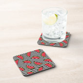 Watermelon Black & White Stripes Pattern Bier Onderzetter (Rechterzijde)