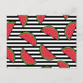 Watermelon Black & White Stripes Pattern Briefkaart (Voorkant)