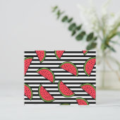 Watermelon Black & White Stripes Pattern Briefkaart (Staand voorkant)