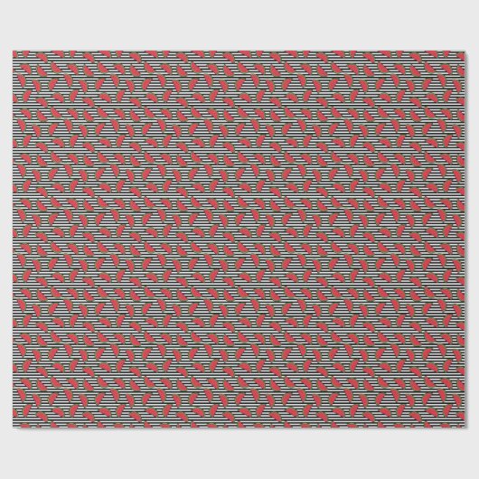 Watermelon Black & White Stripes Pattern Cadeaupapier (Vlak)