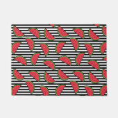 Watermelon Black & White Stripes Pattern Deurmat (Voorkant)