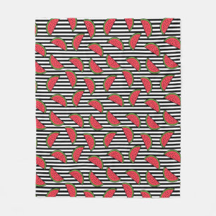 Watermelon Black & White Stripes Pattern Fleece Deken