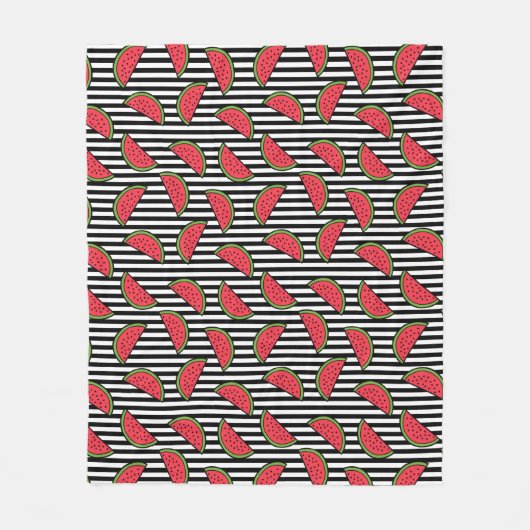 Watermelon Black & White Stripes Pattern Fleece Deken (Voorkant)