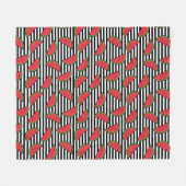 Watermelon Black & White Stripes Pattern Fleece Deken (Voorkant (Horizontaal))