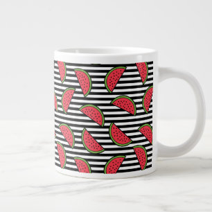 Watermelon Black & White Stripes Pattern Grote Koffiekop