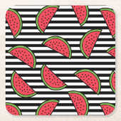 Watermelon Black & White Stripes Pattern Kartonnen Onderzetters (Voorkant)