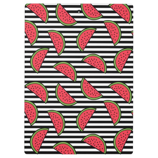 Watermelon Black & White Stripes Pattern Klembord (Achterkant)