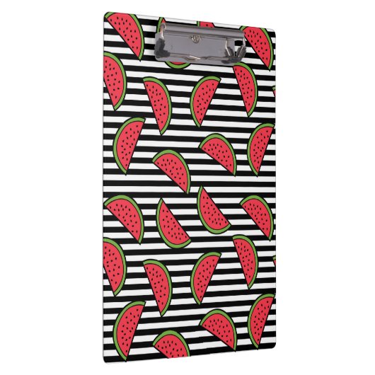 Watermelon Black & White Stripes Pattern Klembord (Rechts)