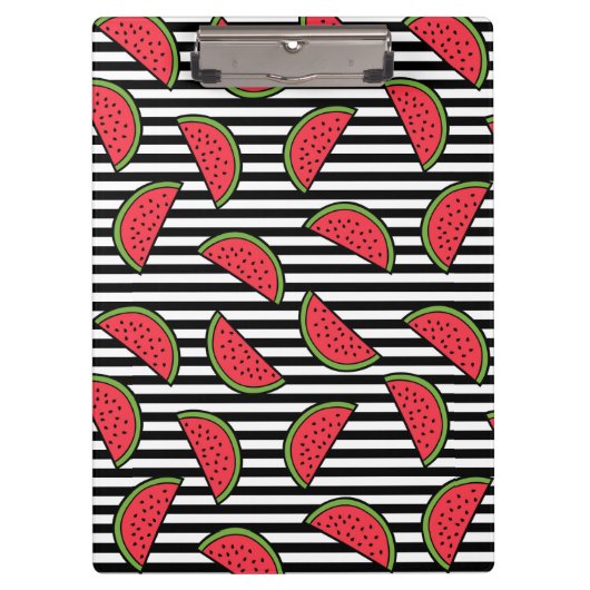 Watermelon Black & White Stripes Pattern Klembord (Voorkant)