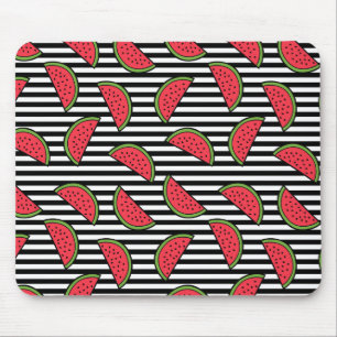 Watermelon Black & White Stripes Pattern Muismat
