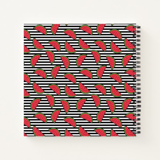 Watermelon Black & White Stripes Pattern Notitieboek (Achterkant)